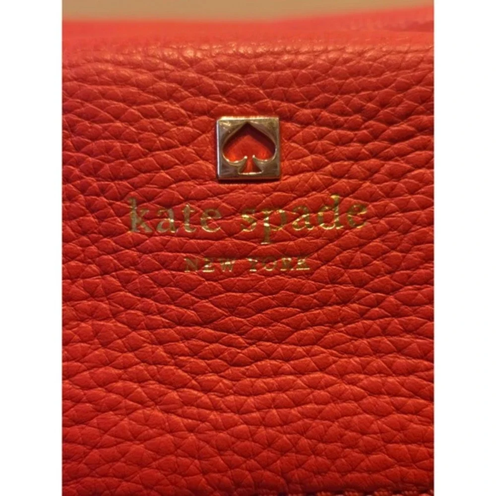 Kate Spade NY Grant‎ Park Hadlen Pebbled Leather Satchel Crossbody Bag Coral Red